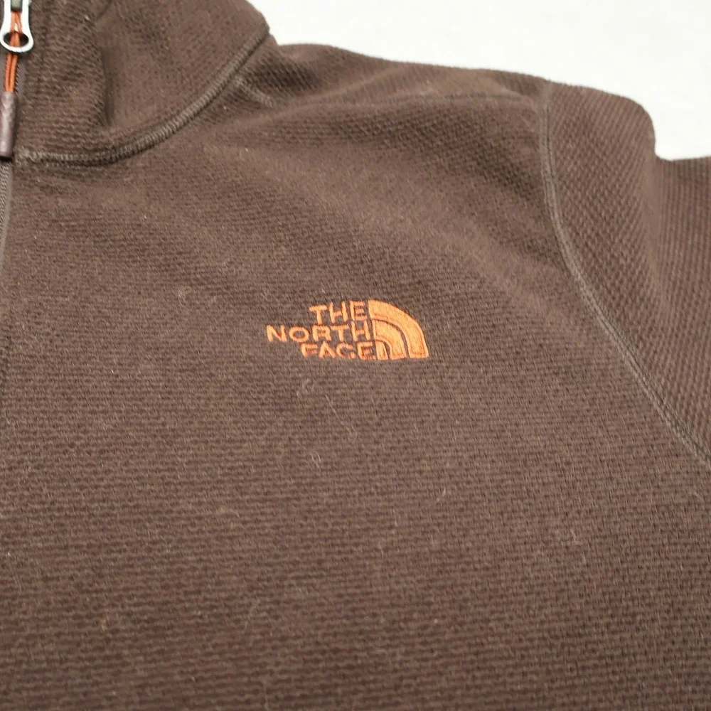 North Face Sweatshirt Mens XL Brown Fleece Textured Cap Rock 1/4 Zip Pullover